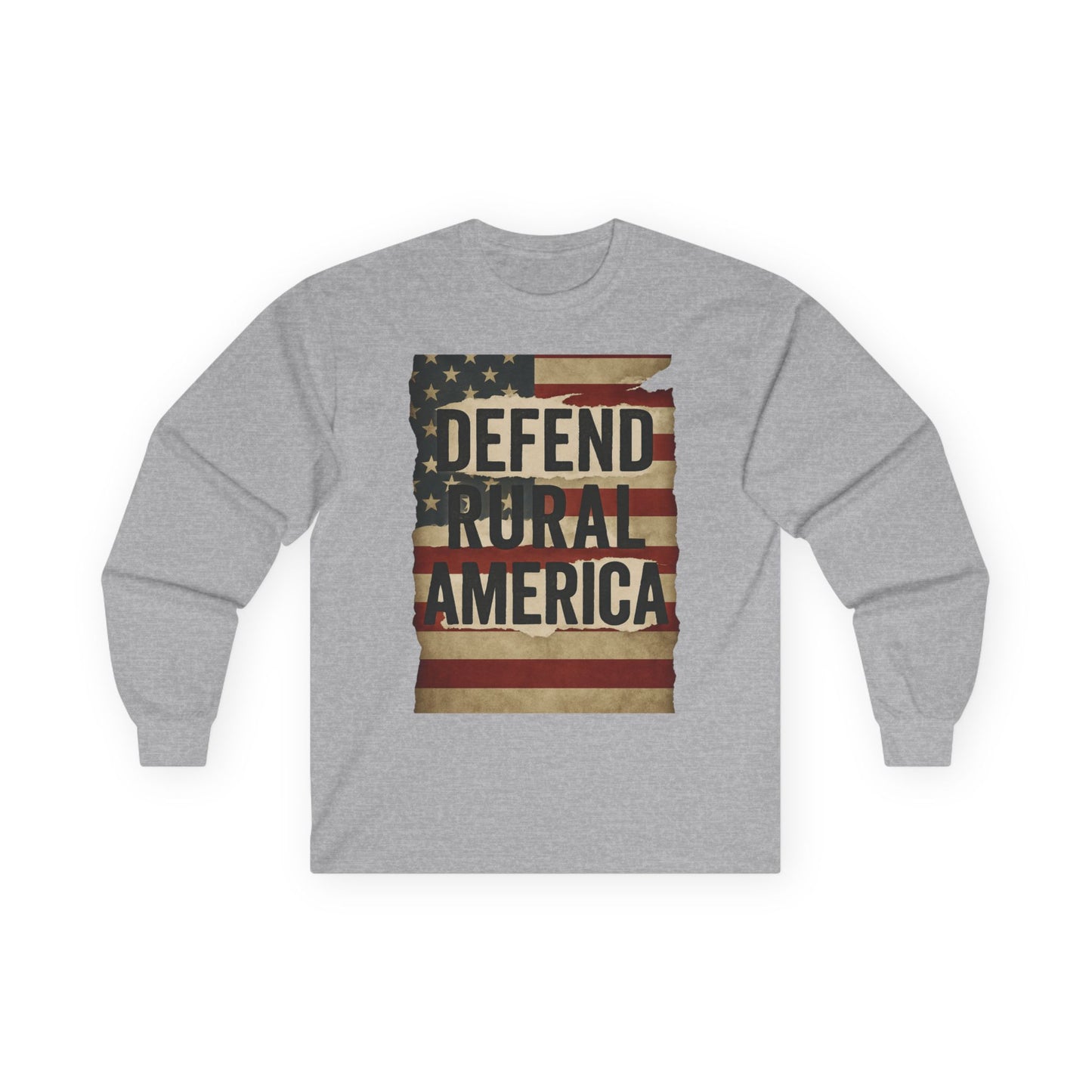 Unisex Long Sleeve Tee - Defend Rural America Patriotic Western Aesthetic