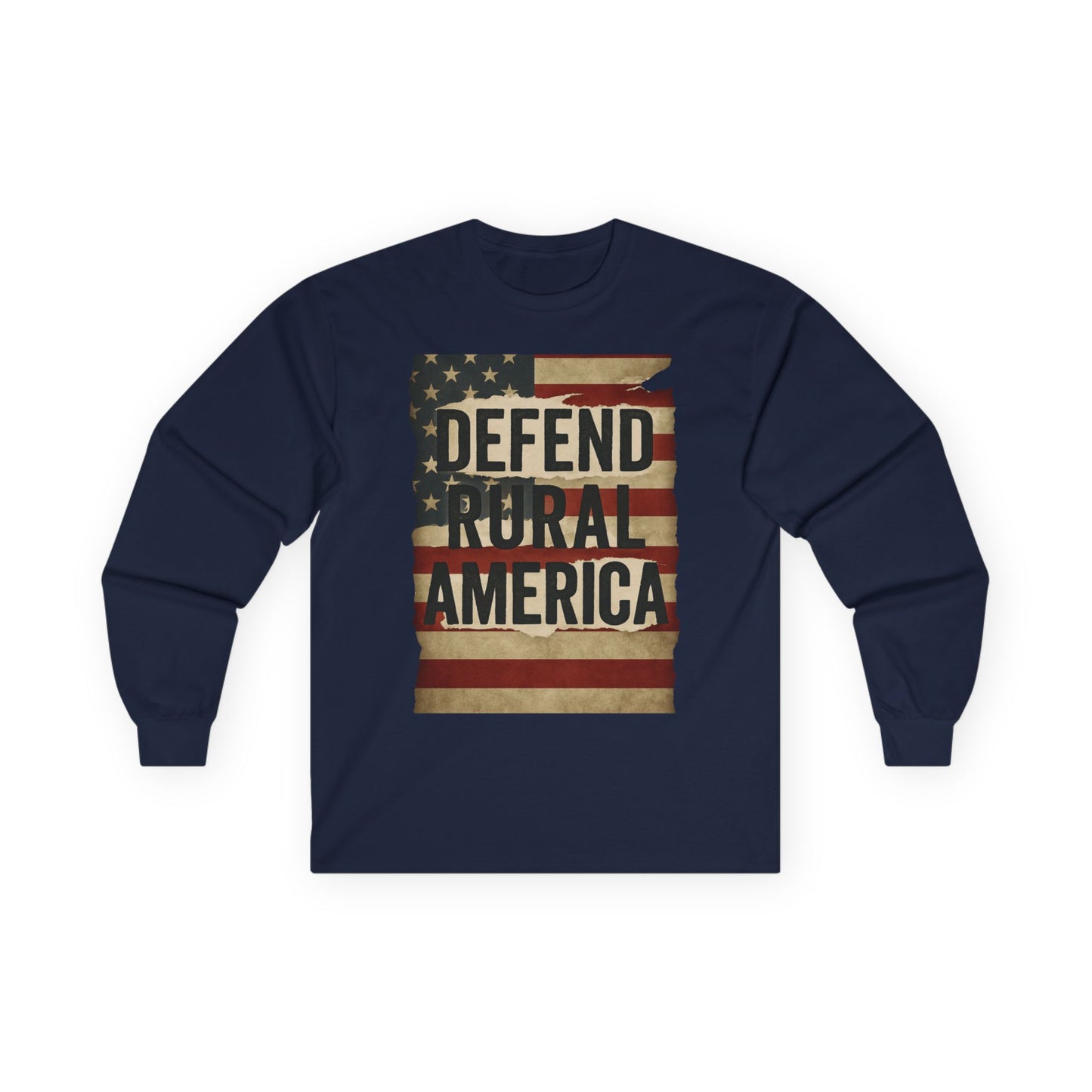 Unisex Long Sleeve Tee - Defend Rural America Patriotic Western Aesthetic