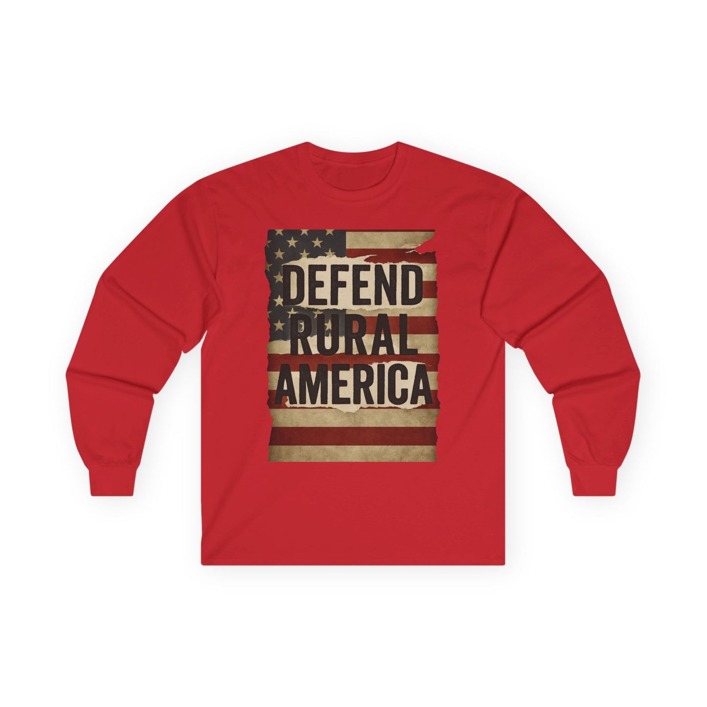 Unisex Long Sleeve Tee - Defend Rural America Patriotic Western Aesthetic